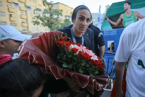 | Photo: AP/Anis Belghoul : Olympic gold medalist in the women's 66 kg boxing Algeria's Imane Khelif